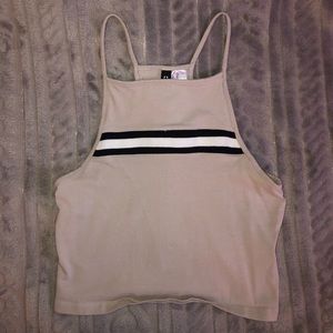 Beige halter crop top